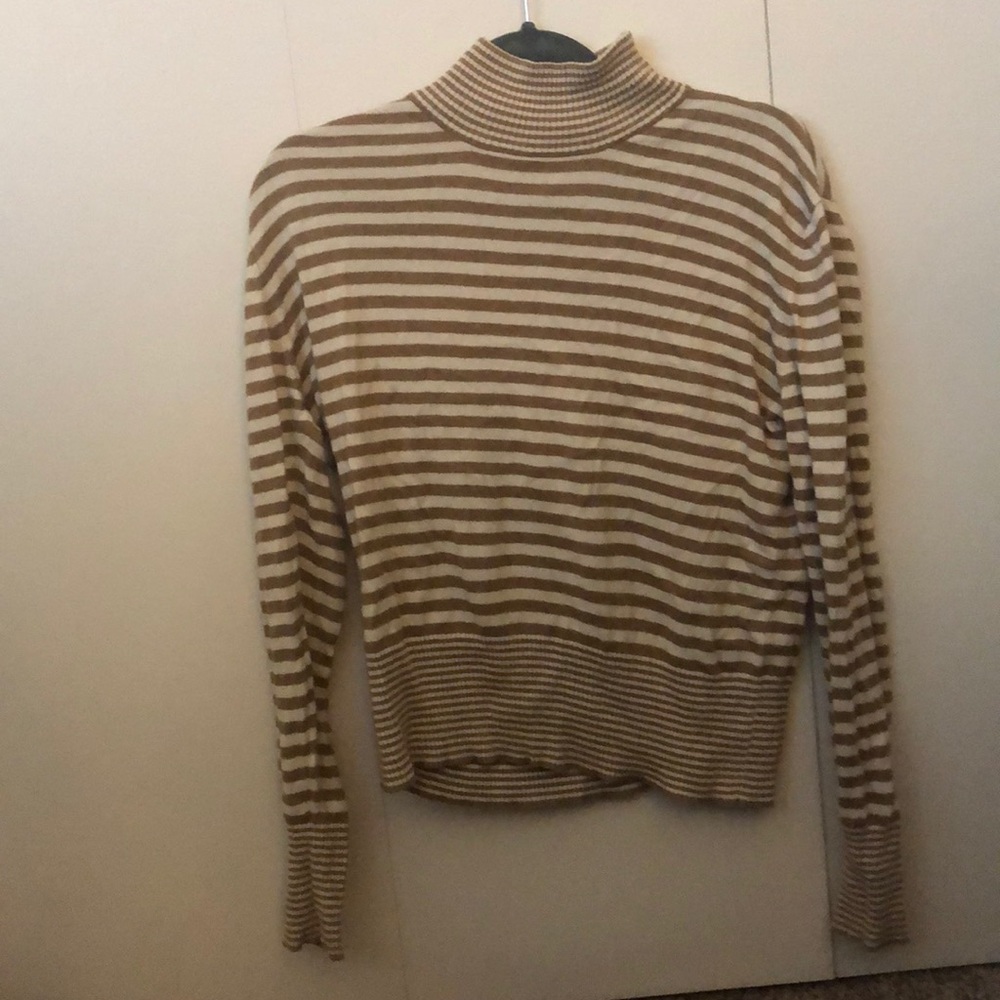 Striped mock neck sweater